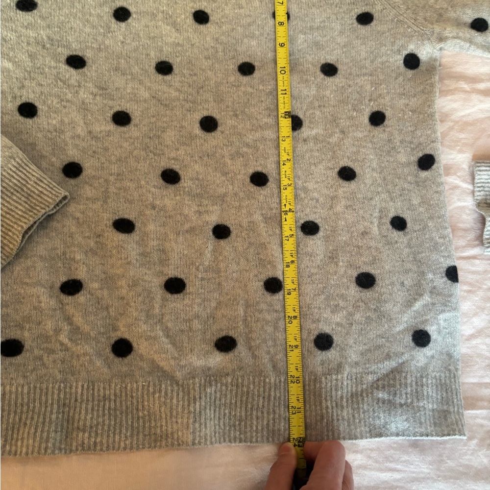 Cynthia Rowley Light Gray Black Polka Dot Sweater cashmere large crew neck Grey - Picture 6 of 9